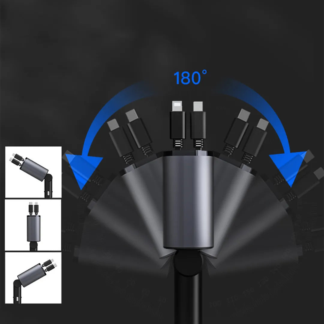 Premium Multi-Port Car Charger with Retractable Cables